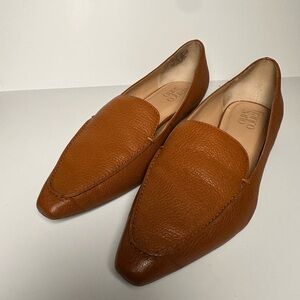 Classic Franco Sarto Women’s Cognac Brown Leather Pointed Toe Loafers size 7.5